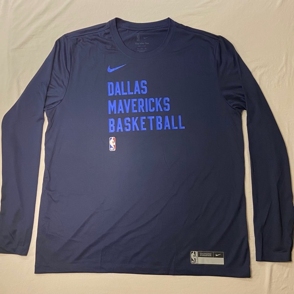 Nike Dallas Mavericks Dri-Fit Long Sleeve Shirt Men’s XL Navy NBA Basketball Top - Picture 1 of 10